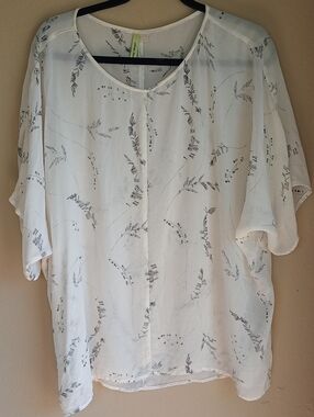 Citron Bleu Light Bechy Costal delicate Sheer Boxi Silk Oversized Shirt Size S